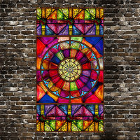 European Retro Church Painted Electrostatic Frosted Stained Glass Window Film PVC Static Adhesive Church Home Foil Stickers