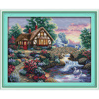ฮอลิเดย์วิลล่าCross Stitchภูมิทัศน์DIYเย็บปักถักร้อยทำด้วยมือด้ายฝ้ายชุดDMC 11CT 14CTเข็มด้ายห้องนอนCorridorจี้ประดับ