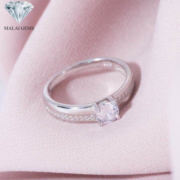 malai-gems-แหวนเพชร-เงินแท้-925-เคลือบทองคำขาว-ประดับเพชรสวิส-cz-รุ่น071-1ri50048-แถมกล่อง-แหวนเงินแท้-แหวนเงิน-แหวน