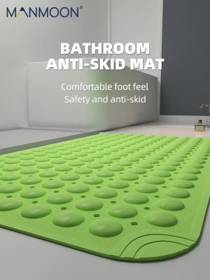 【YF】 MANMOON Non-Slip Bathroom Mat Safety Massage Suction Cup Bathtub Carpet Large Size Anti Skid Pad TPE