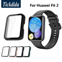 กระจกนิรภัย + เคสสำหรับ Huawei Watch Fit 2ตัวป้องกันหน้าจอกรอบกันชนสำหรับ Huawei Fit2