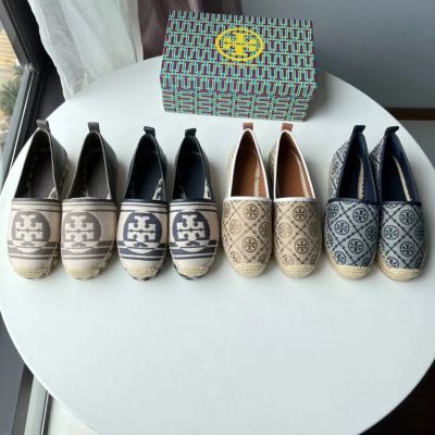 2023 new Tory Burch&nbsp; Jacquard nappa leather Casual and comfortable fisherman shoes flat shoes