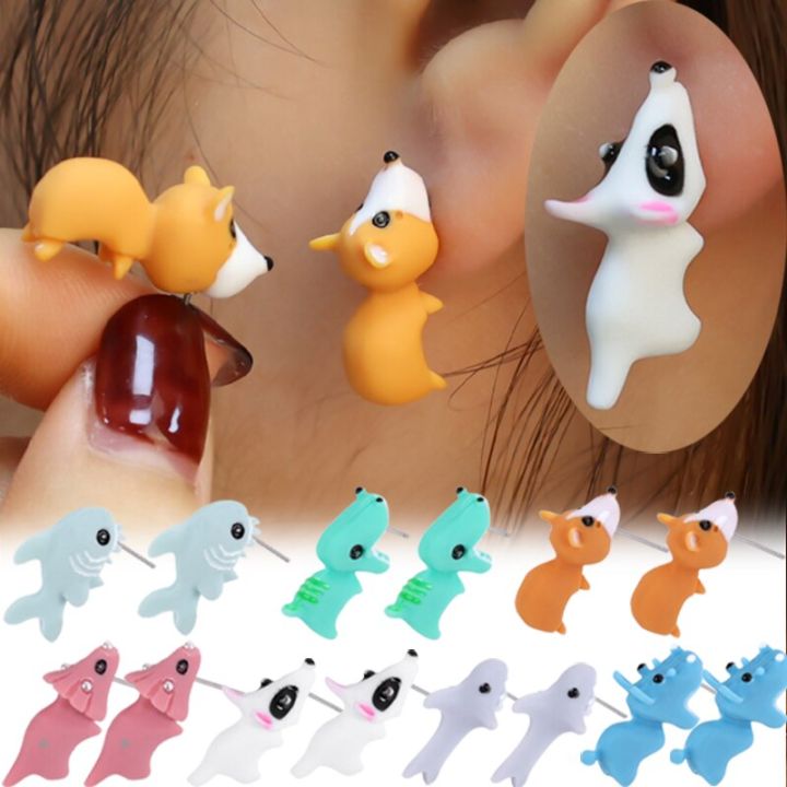 cw-1pair-earlobe-animal-bite-earring-women-cartoon-shark-dinosaur-resin-stud-earrings-ear-studs-bite-girls-earrings-jewerly-giftth