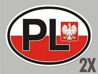 【cw】 2 XPoland Polska OVAL stickers decal bumper car bike emblem 13CM ！