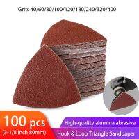 100pcs Triangular Sandpaper Hook &amp; Loop Triangle Sanding Sheets Fit 3-1/8 Inch Oscillating Multi Tool Sanding Pad 40-400 Grit Cleaning Tools