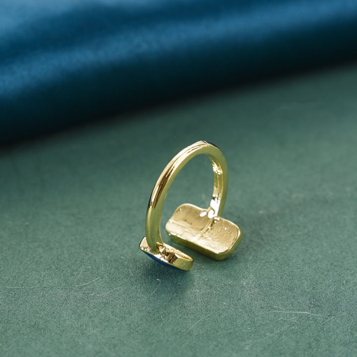 ilovediy-แหวนแฟชั่นเคลือบเงาสีทองเข้าคู่กับย้อนยุคเกาหลีโรแมนติกเครื่องประดับอัญมณีแฟชั่น