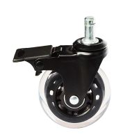 Office Chair Caster Wheels with Brakes 3 Inch PU Swivel Rubber Caster Wheels Soft Safe Replacement Rollers Furniture Hardware