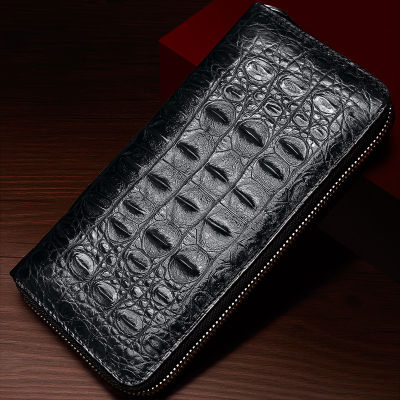 Thailand crocodile wallet mens wallet leather casual business long wallet zipper coin purse