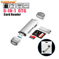 Kebidumei 6 In1 OTG การ์ดรีดเดอร์ USB 3.0พิมพ์ C อะแดปเตอร์แฟลชไดรฟ์ไมโคร USB หน่วยความจำอัจฉริยะเครื่องอ่านบัตรกล้องทีเอฟ Mini SD Cardreader