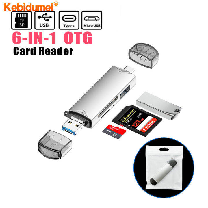 Kebidumei 6 in1 OTG Card Reader USB 3.0 To Type C Micro USB Adapter