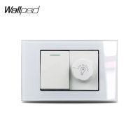 118*75mm Dimmer and 1 Gang Wall Switch Wallpad L3 White Glass Panel 1 2 Way Switch with Dimmer Light Birghtness Control Switch