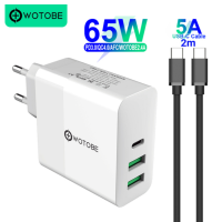 65W TYPE-C USB-C Power Adapter,1Port PD65W QC3.0 Charger For USB-C Laptops MacBook ProAir iPad Pro,2port USB for Samsung iPhone