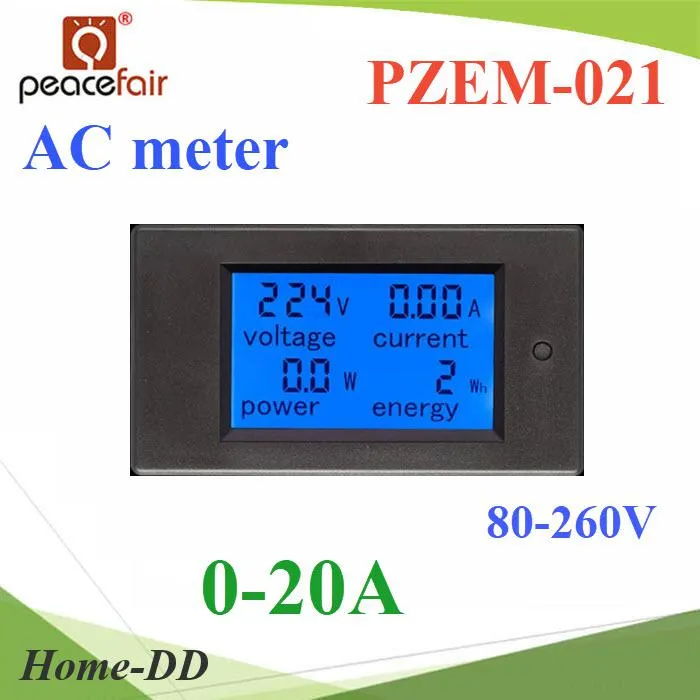 PZEM-021 AC มิเตอร์ดิจิตอล 0-20A 80-260V แสดง โวลท์ แอมป์ วัตต์ และ ...