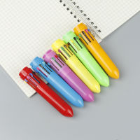 หมึกปากกาลูกลื่นแบบกด10สี,หมึกเขียนลื่นมีความเสถียร0.5มม. ปากกาหัวปากกาสีอุปกรณ์เครื่องเขียนพับเก็บได้2ชิ้น