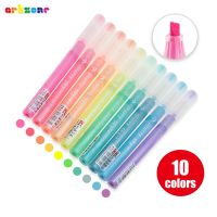 【LZ】❍  10 cores de brilho em pó highlighter caneta fluorescente brilhante conjunto arte marcadores para desenho pintura rabisco