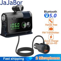 Jajabor Fm Transmitter Bluetooth 5.0 Car Kit แฮนด์ฟรี Aux Audio Receiver เครื่องเล่น Mp3 Qc3.0pd 18W Usb Charger พร้อมไมโครโฟนแบบถอดได้