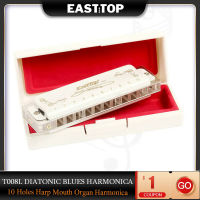 EASTTOP T008L Diatonic Blues Harmonica Key of D 10 Holes Harp Mouth Organ Harmonica for s Professionals