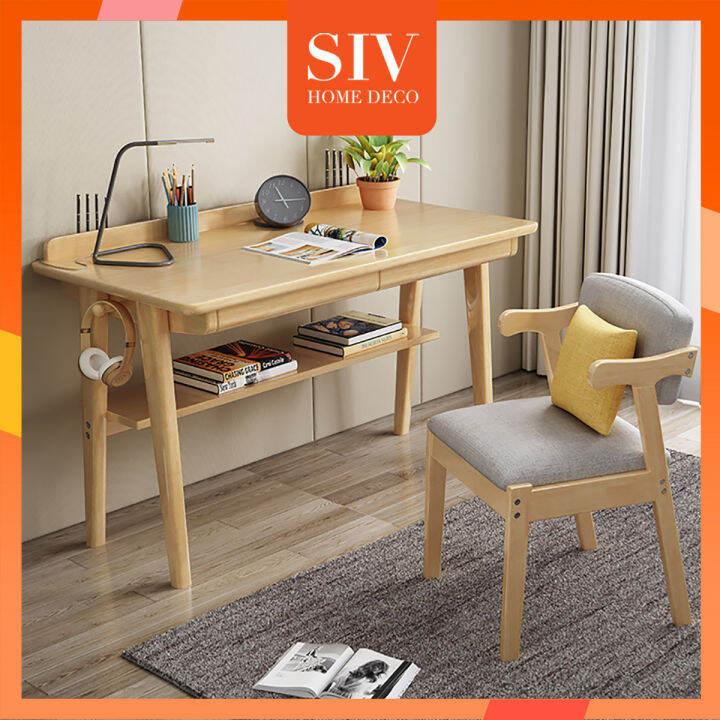 SIV Big Size Solid Wood Computer Table Study Desk Home Office Desktop ...