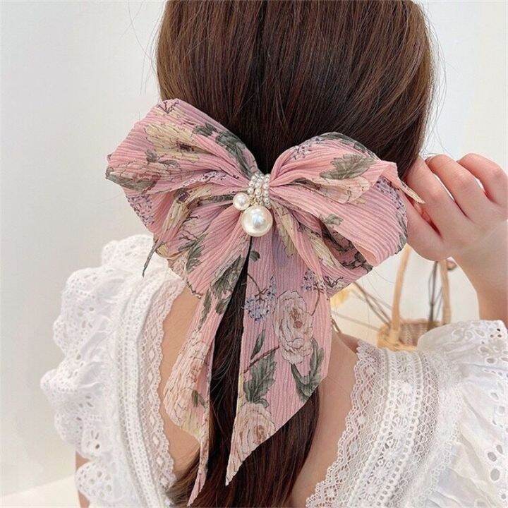 korean-floral-big-bow-ribbon-hair-clip-elegant-women-summer-flower-hair-pins-hair-accessories