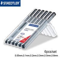 Staedtler 308 SB6P ปากกาหัวเข็ม Fineliner หมึกสีดำกันน้ำ0.05มม.-0.8มม. 6ชิ้น/เซ็ต