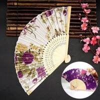 Chinese Japanese Style Silk Fan Folding Fan Wedding Fan Art Gifts Dance Hand Fan Vintage Bamboo Folding Hand Held Flower Fan