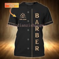 แฟชั่นใหม่ฤดูร้อนแฟชั่นผู้ชายเสื้อยืดส่วนบุคคลชื่อ Barber 3D พิมพ์ Unisex เสื้อยืดส่งผมแต่งตัวลำลองแขนสั้น DW67 2023