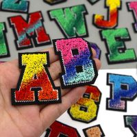 Colorful Letter Patches Iron on Embroidery Patch for Clothes Bags Jeans Soft Yarn Thread English Alphabet Patch Applique 1Pcs Haberdashery