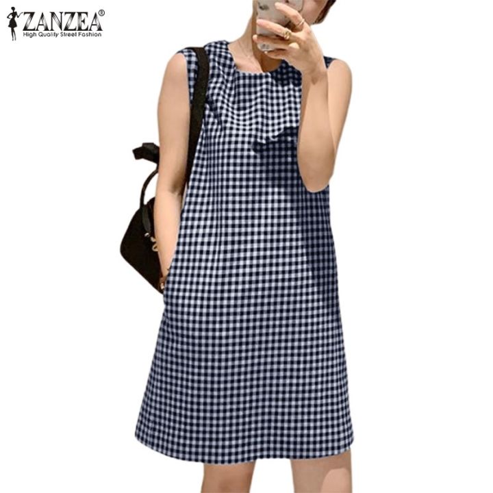 New Products ۞ ZANZEA Women Summer Korean Casual Sleeveless Check Plaid