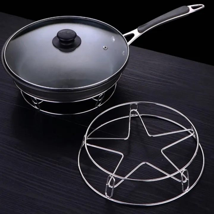 Stainless Steel Pot Stand Star Shape Design Hot Pot Holder Steamer Rack Heat Resistance Pan Lid