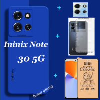 4in1 Infinix Note 30 5G เคสโทรศัพท์ซิลิโคนสีลูกอมเคสโทรศัพท์ Infinix Note 30 4G เคสโทรศัพท์เคสโทรศัพท์แบบขัดด้านผิว + ฟิล์มบางเซรามิก + ฟิล์มเลนส์ + ฟิล์มด้านหลัง