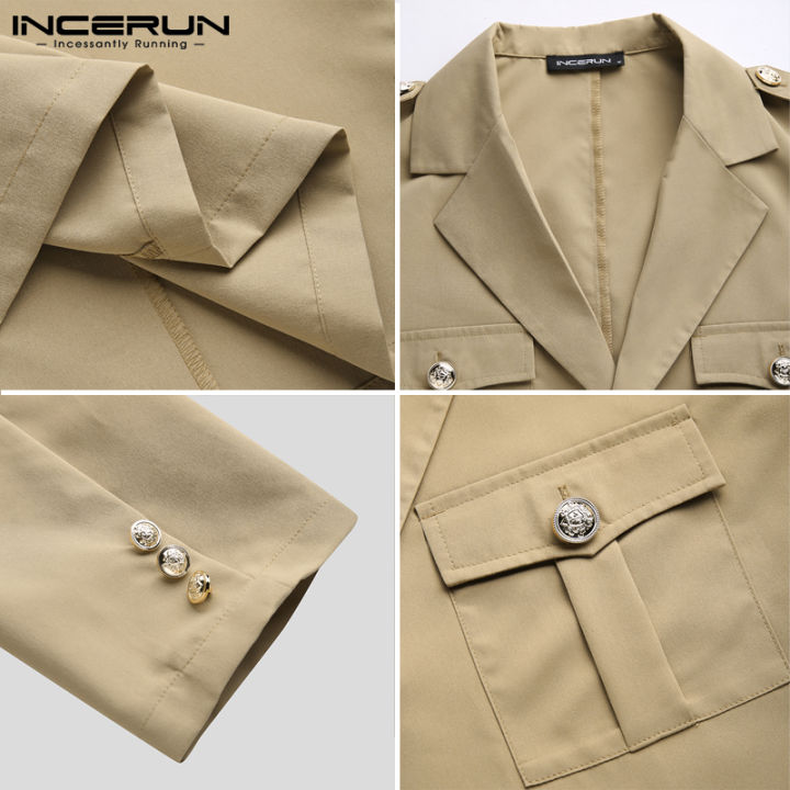 incerun-เสื้อเบลเซอร์ผู้ชายใส่ทำงาน-เสื้อโค้ทแฟชั่นสไตล์เกาหลีเสื้อคลุมทำงาน