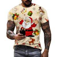 New Christmas T-shirt For Men 3d Santa Funny Short Sleeve Tops Mens T-shirts Oversized Tee Shirt Man Xmas Clothing Ropa Hombre