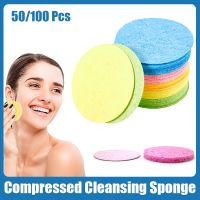 【FCL】♈▬㍿ 50/100PC Wood Pulp Sponge Cellulose Compress Puff Facial Washing Face Cleansing Makeup Remover