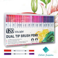 FineLiner Dual Tip Brush Art Markers ปากกา244872100120สีปากกาสีน้ำสำหรับวาดภาพวาดการประดิษฐ์ตัวอักษร Art Supplies