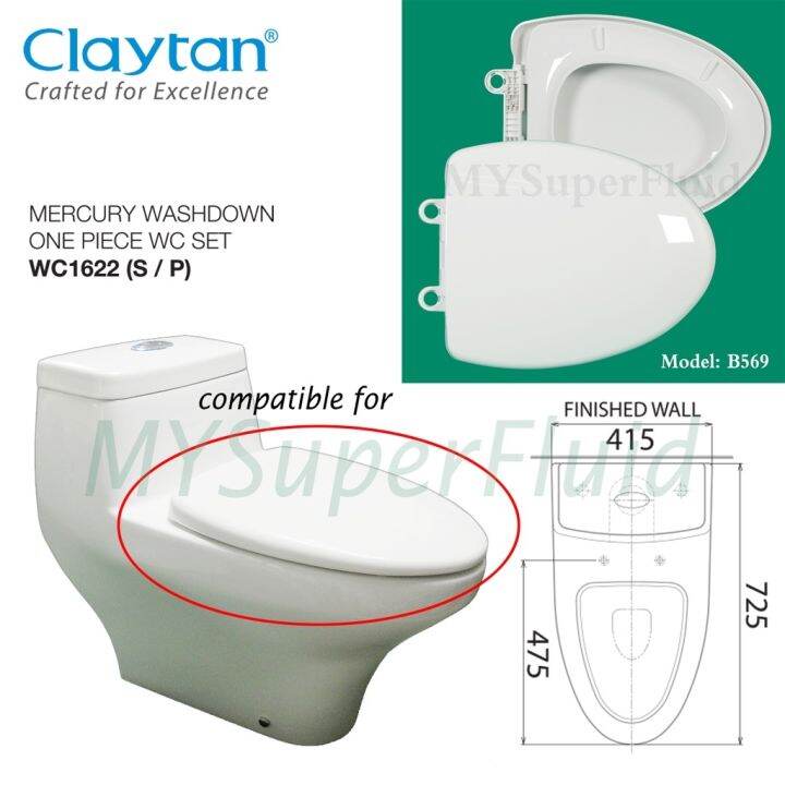 NEW Claytan WC1622 Mercury Toilet Seat Cover Replacement (Soft Close