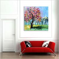 Hand Painted Oil Painting Abstract Landscape Tree Painting Modern Home Wall Decoration No Frame