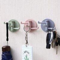 Kitchen Rotating Hook Multifunctional Punch-free Storage Hooks Bathroom 3 Branch Invisible Wall Hooks