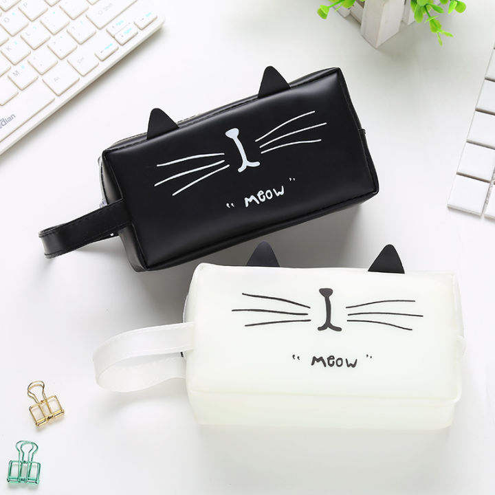 student-creative-cartoon-black-and-white-zipper-pencil-case-with-simple-and-large-capacity-stationery-box