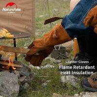 （AT） NaturehikeRetardantHeat ถุงมือฉนวนกันความร้อน Cowhide Anti Scalding Gloves Outdoor CampingProtective Gloves