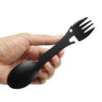 บนโต๊ะอาหารช้อนเครื่องมือหลายสามารถเปิด Flatware แบบพกพาขวดมีด Multitool ค่ายภาชนะส้อม Spork สแตนเลสปิกนิก