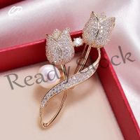 【hot sale】 卍☬◄ B36 Brooch Rhinestone Tulip Flower Brooch Anti-glare Suit Brooch Collar Pin Jewelry