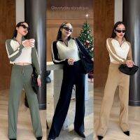 Sporty 2tone set✈️ (530฿ฟรีส่ง) จัดไปอีก1รุ่นปังๆ ชุดเซ็ตทูโทน เสื้อครอปแจคเกตคอปกซิปหน้า ผ้านิตไหมพรมเนื้อร่อง akkara