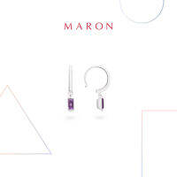 MARON✨ [ของแท้] ต่างหูเสริมดวง ต่างหูพลอยแท้ เงินแท้ แถมฟรี ผ้าเช็ดเครื่องประดับและกล่องใส่ มีใบรับประกัน พร้อมส่ง I My DAYS Dangle Earring with Amethyst