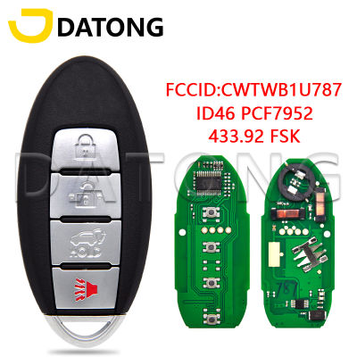 Datong World รถรีโมทคอนลสำหรับ Nisan Armada Infiniti Sentra M35 Q70ไฮบริด M37 ID46 434MHz CWTWB1U787 Promixity Card