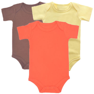 3ชิ้นสีทึบเสื้อผ้าเด็กผู้หญิงผ้าฝ้าย100 เสื้อผ้าเด็กทารกเกิดใหม่ในช่วงฤดูร้อนแขนสั้น J Umpsuit 0-24เมตร Bebes