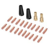 24Pcs MIG Welding Torch Kit 0.8/0.9mm Brass Welding Tips Gasless Flux Nozzle Tip Kit for FC90 Easy Weld