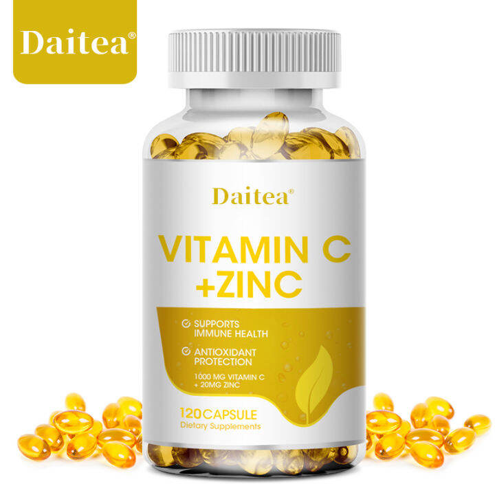 Vitamin C Capsules with Zinc Vitamin C 1000mg and Zinc 20mg Boost Immunity, AntiAging and