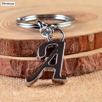 NEW DIY A-Z Letters key Chain Silver Color Metal Keychain Women Car Key Ring Simple Letter Name Key Holder Party Gift Jewelry