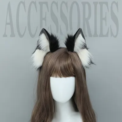 Hair Accessories Plush Hair Hoop Cosplay Hair Hoop Simulation Dog Ear Hairband Halloween Headband Gothic Style Headband
