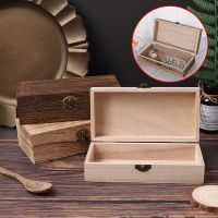 1pc Retro Jewelry Box Organizer Desktop Natural Wood Clamshell Storage Case Home Decoration Handcrafted Wooden Gift Boxes New